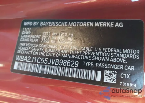 2018 BMW 230I z USA, uszkodzony, nr VIN WBA2J1C55JVB98629